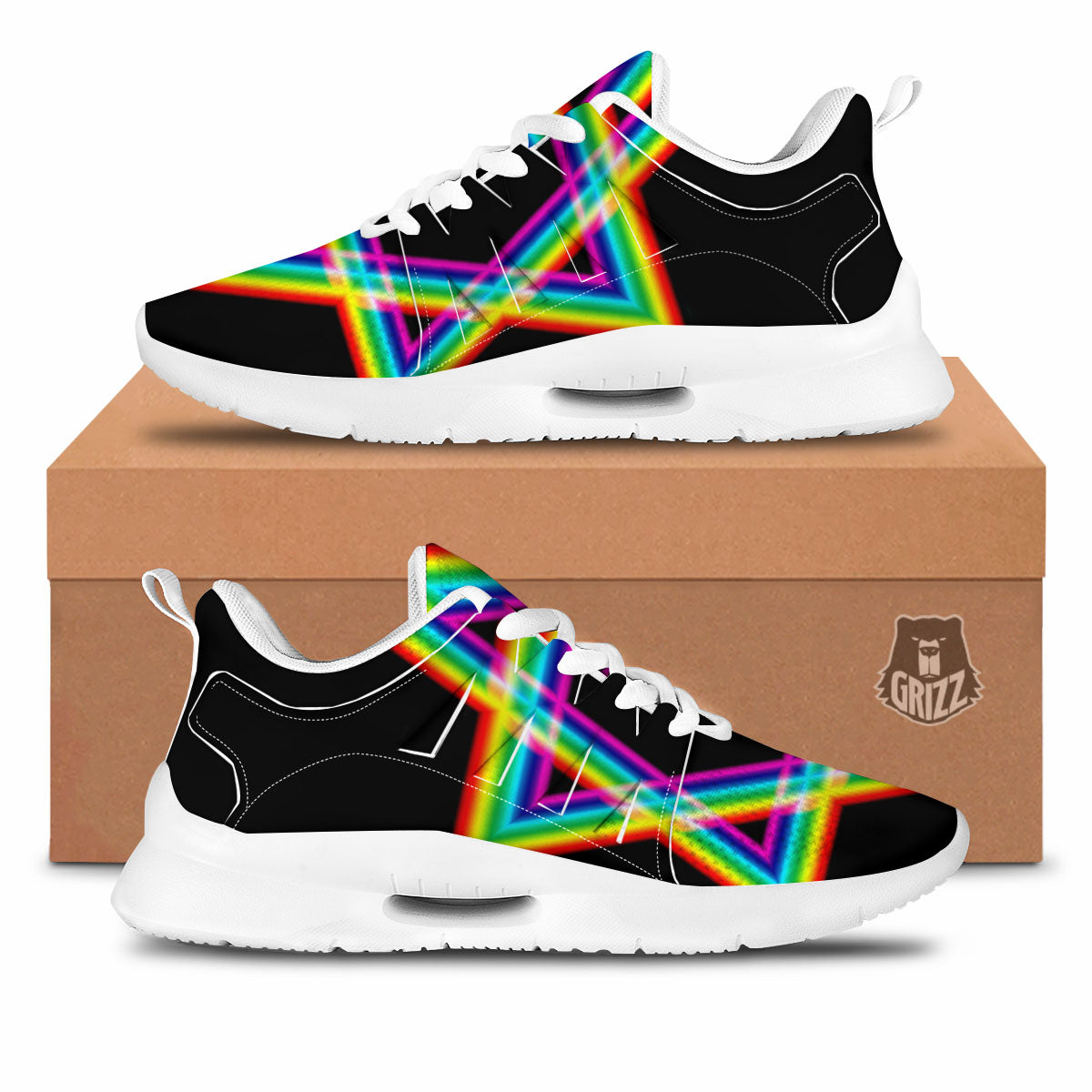 Star Of David Rainbow Print Tennis Shoes-grizzshop