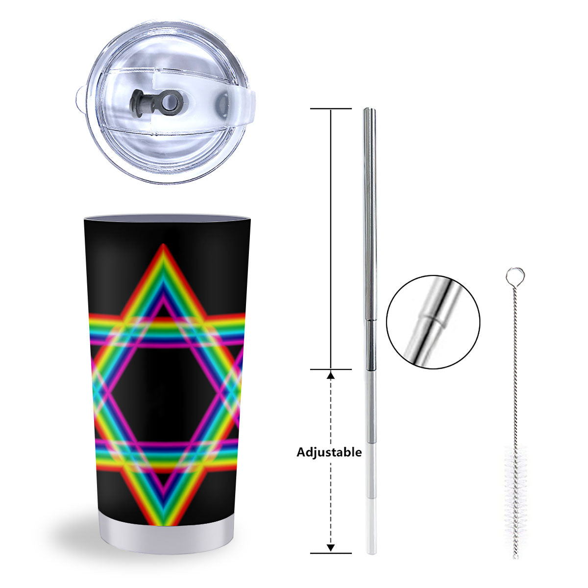 Star Of David Rainbow Print Tumbler-grizzshop