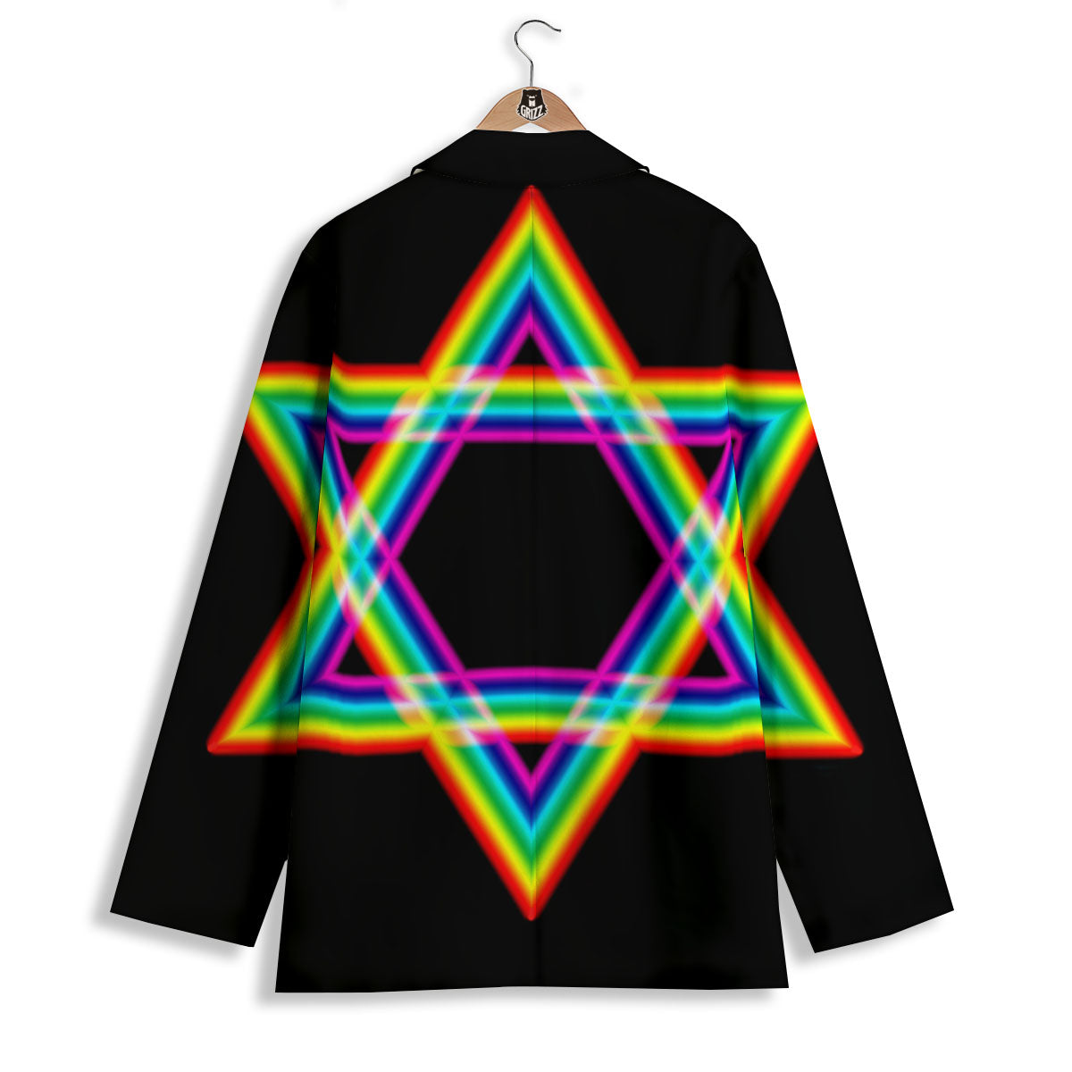 Star Of David Rainbow Print Women's Blazer-grizzshop