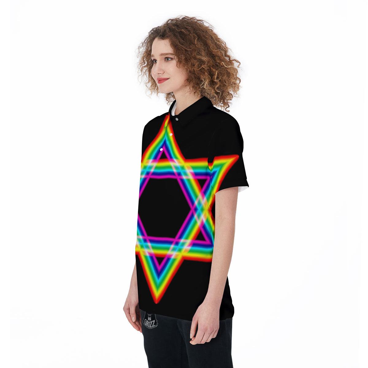 Star Of David Rainbow Print Women's Golf Shirts-grizzshop