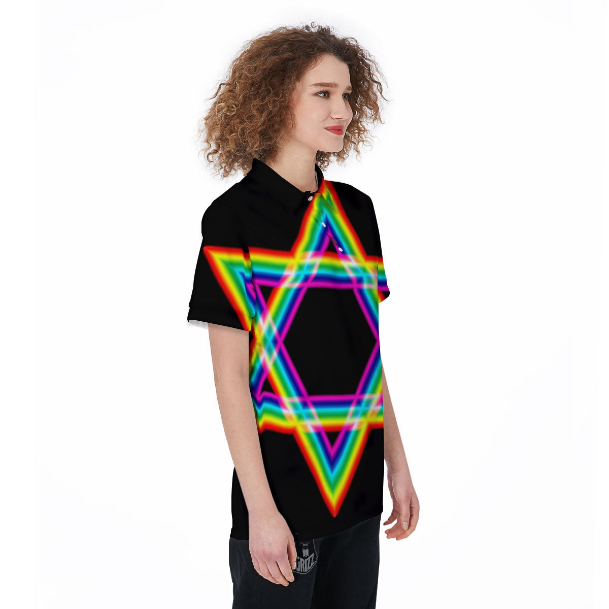 Star Of David Rainbow Print Women's Golf Shirts-grizzshop