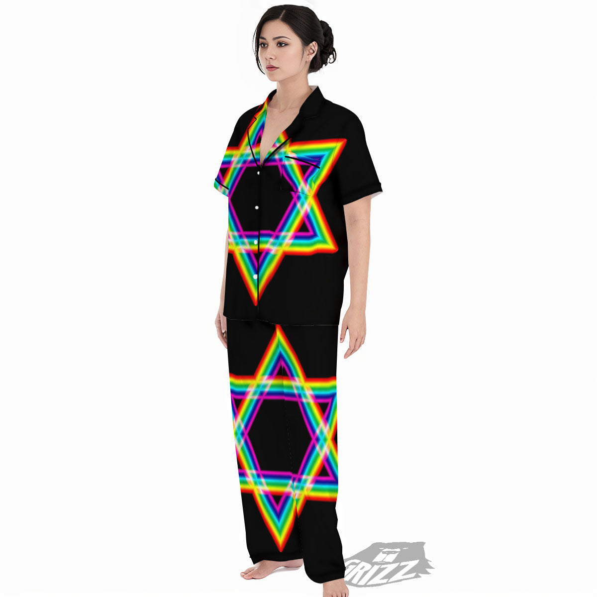 Star Of David Rainbow Print Women's Pajamas Set-grizzshop