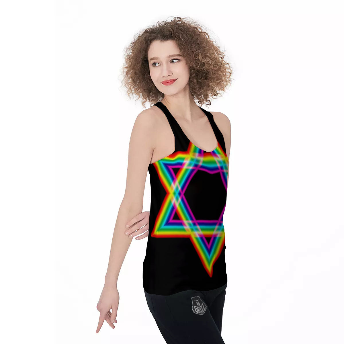 Star Of David Rainbow Print Women's Racerback Tank Top-grizzshop