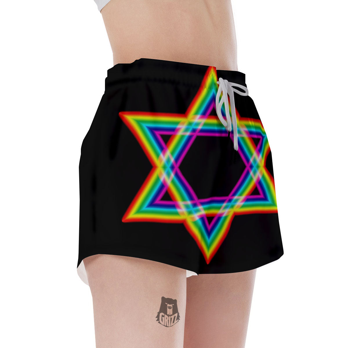Star Of David Rainbow Print Women's Shorts-grizzshop