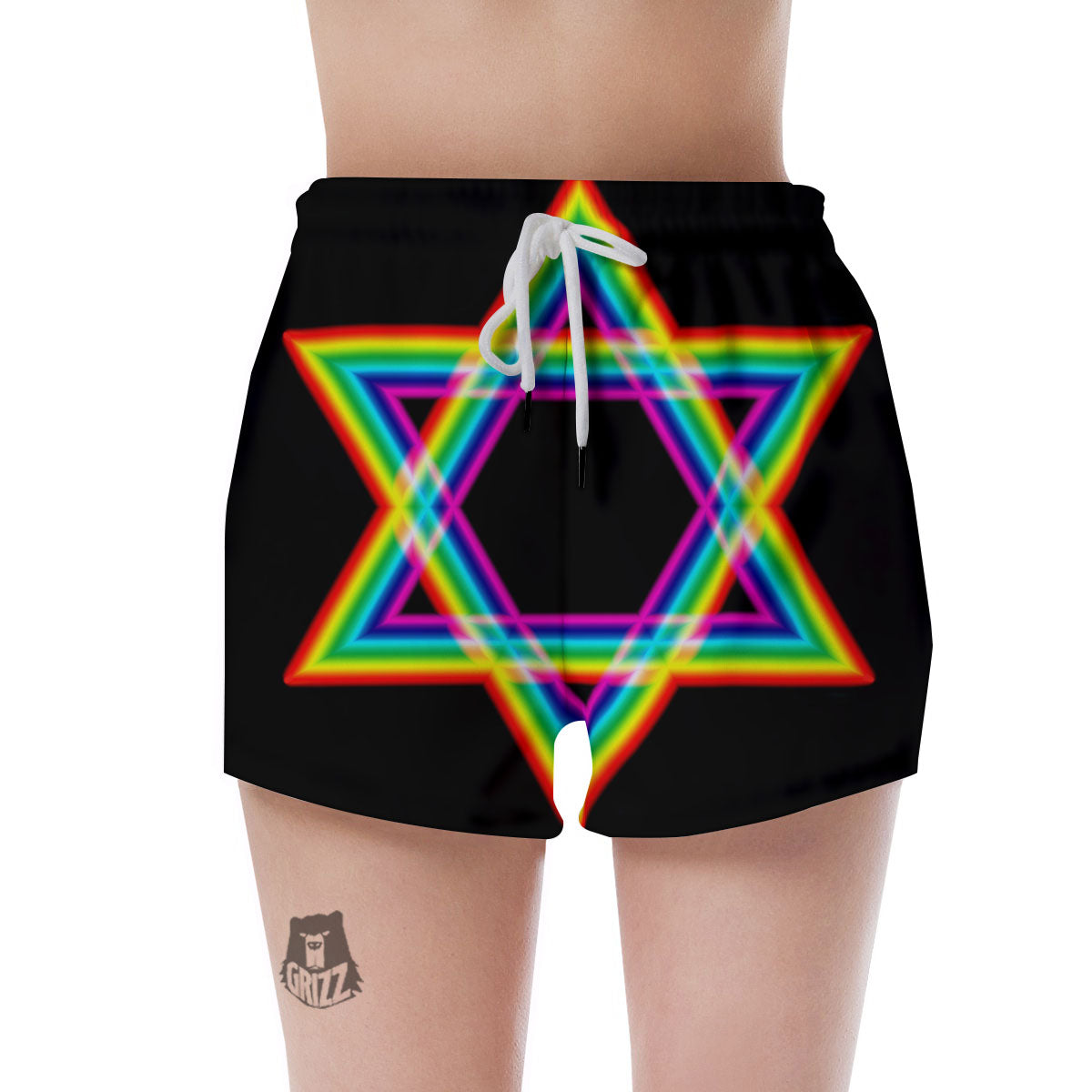 Star Of David Rainbow Print Women's Shorts-grizzshop