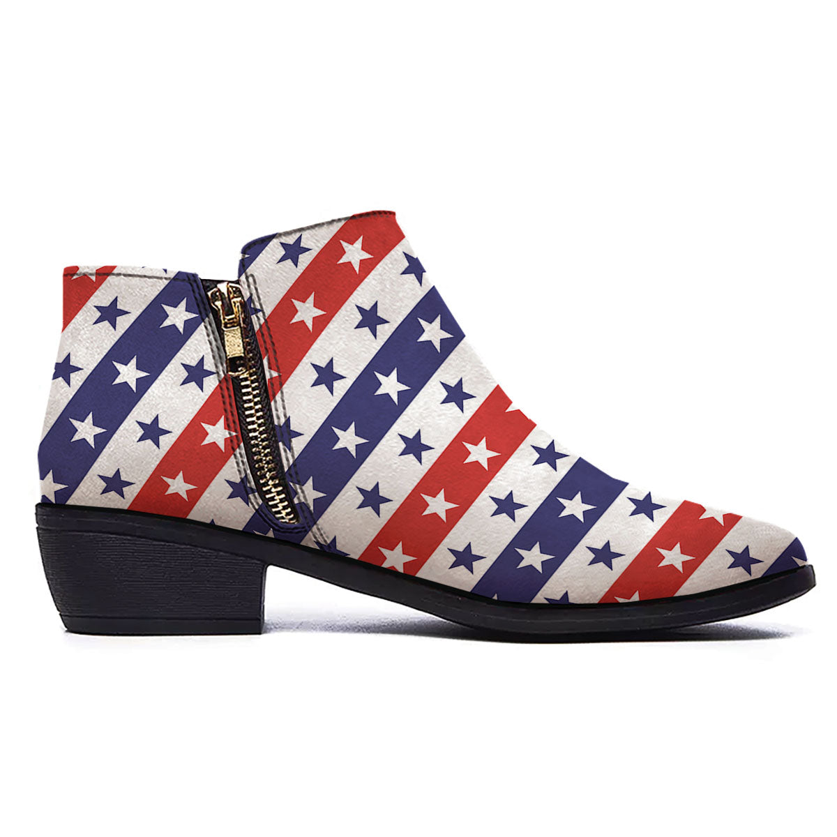 Star USA Patriotic Print Pattern Ankle Boots-grizzshop