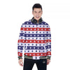 Star USA Patriotic Print Pattern Baseball Jacket-grizzshop