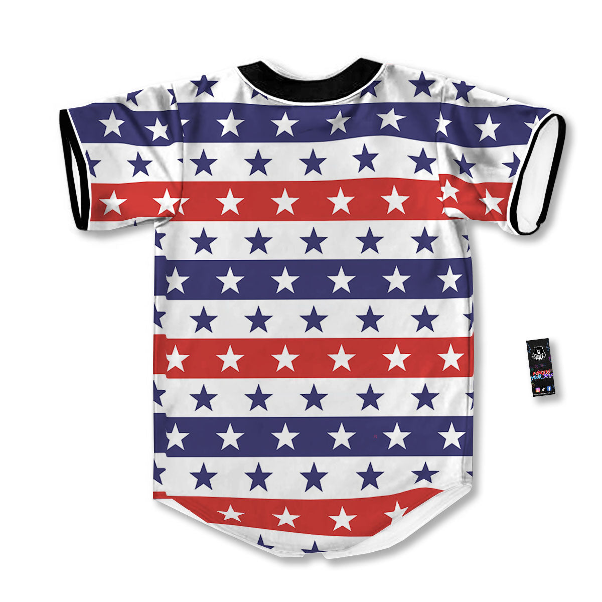 Star USA Patriotic Print Pattern Baseball Jersey-grizzshop