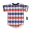 Star USA Patriotic Print Pattern Baseball Jersey-grizzshop