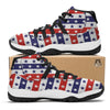 Star USA Patriotic Print Pattern Black Bball Shoes-grizzshop