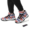 Star USA Patriotic Print Pattern Black Bball Shoes-grizzshop