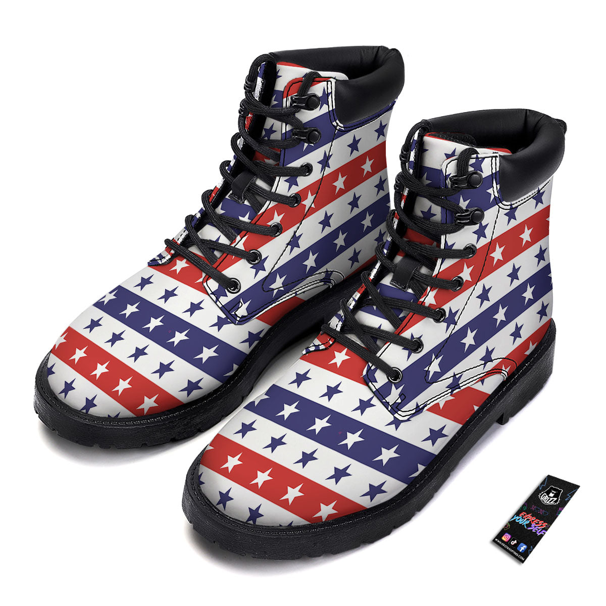 Star USA Patriotic Print Pattern Boots-grizzshop