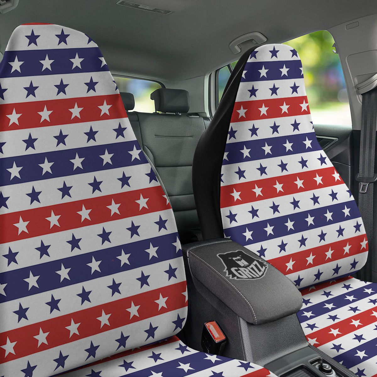 Star USA Patriotic Print Pattern Car Seat Covers-grizzshop