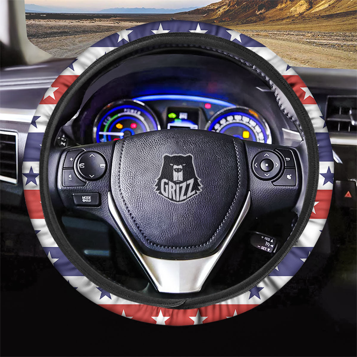 Star USA Patriotic Print Pattern Car Steering Wheel Cover-grizzshop