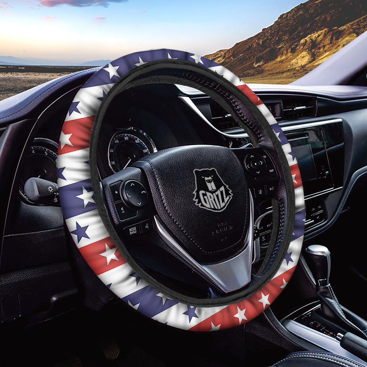 Star USA Patriotic Print Pattern Car Steering Wheel Cover-grizzshop