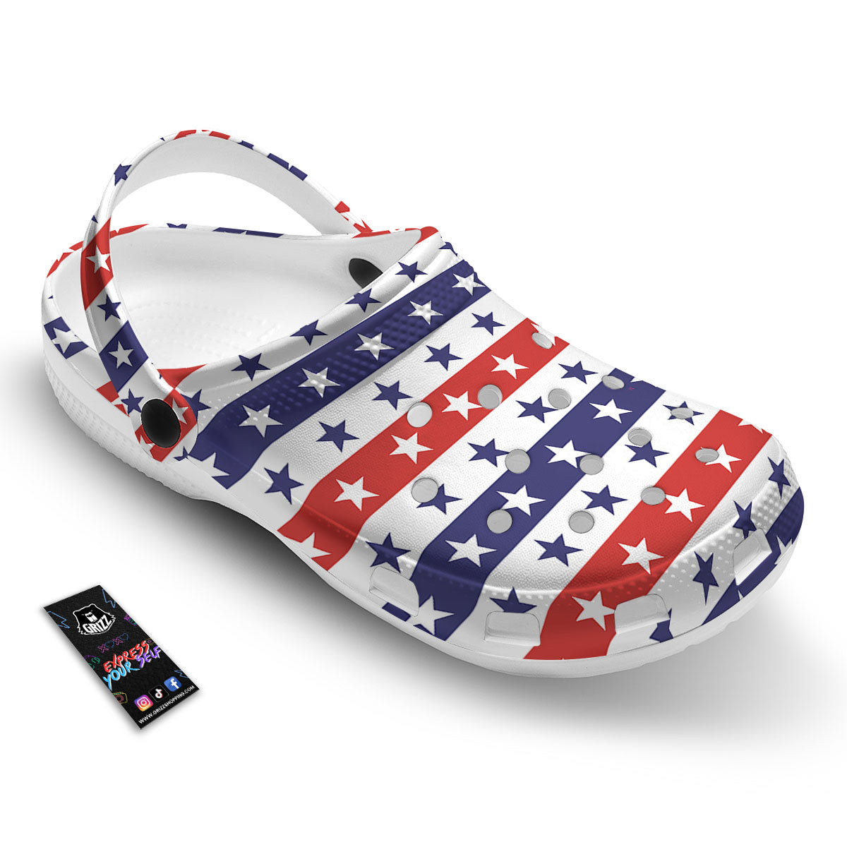 Star USA Patriotic Print Pattern Clog-grizzshop