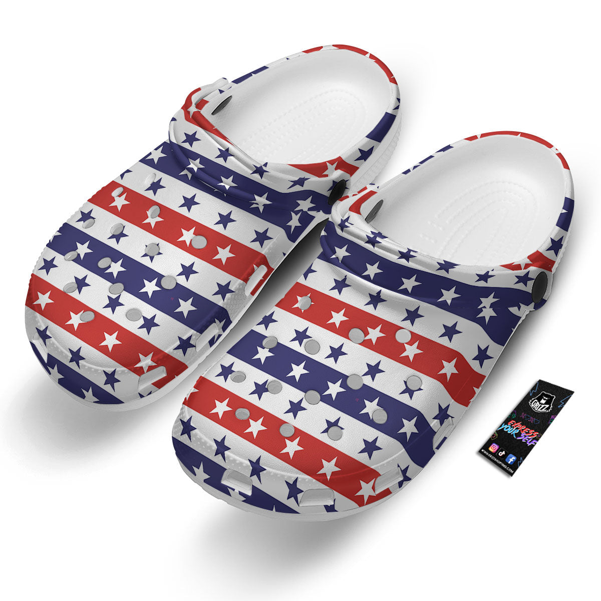 Star USA Patriotic Print Pattern Clog-grizzshop