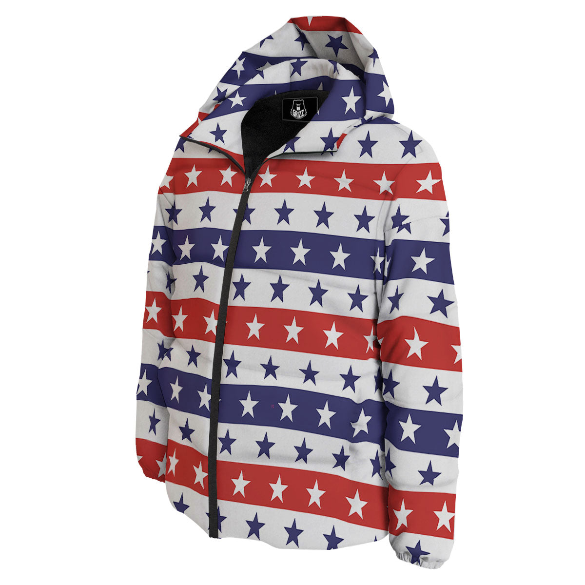 Star USA Patriotic Print Pattern Down Jacket-grizzshop