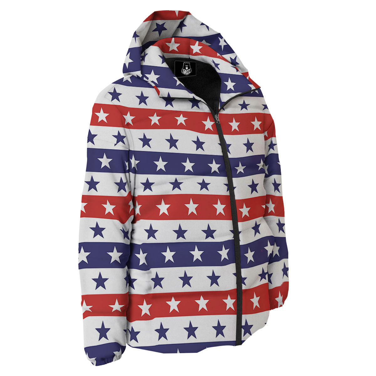 Star USA Patriotic Print Pattern Down Jacket-grizzshop