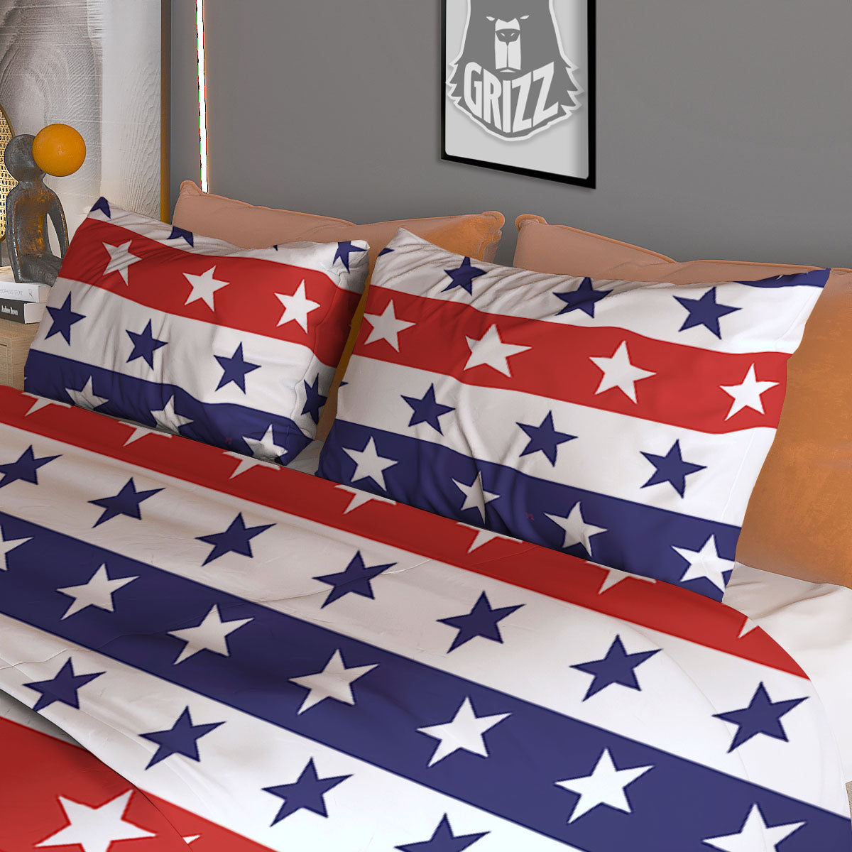 Star USA Patriotic Print Pattern Duvet Cover Bedding Set