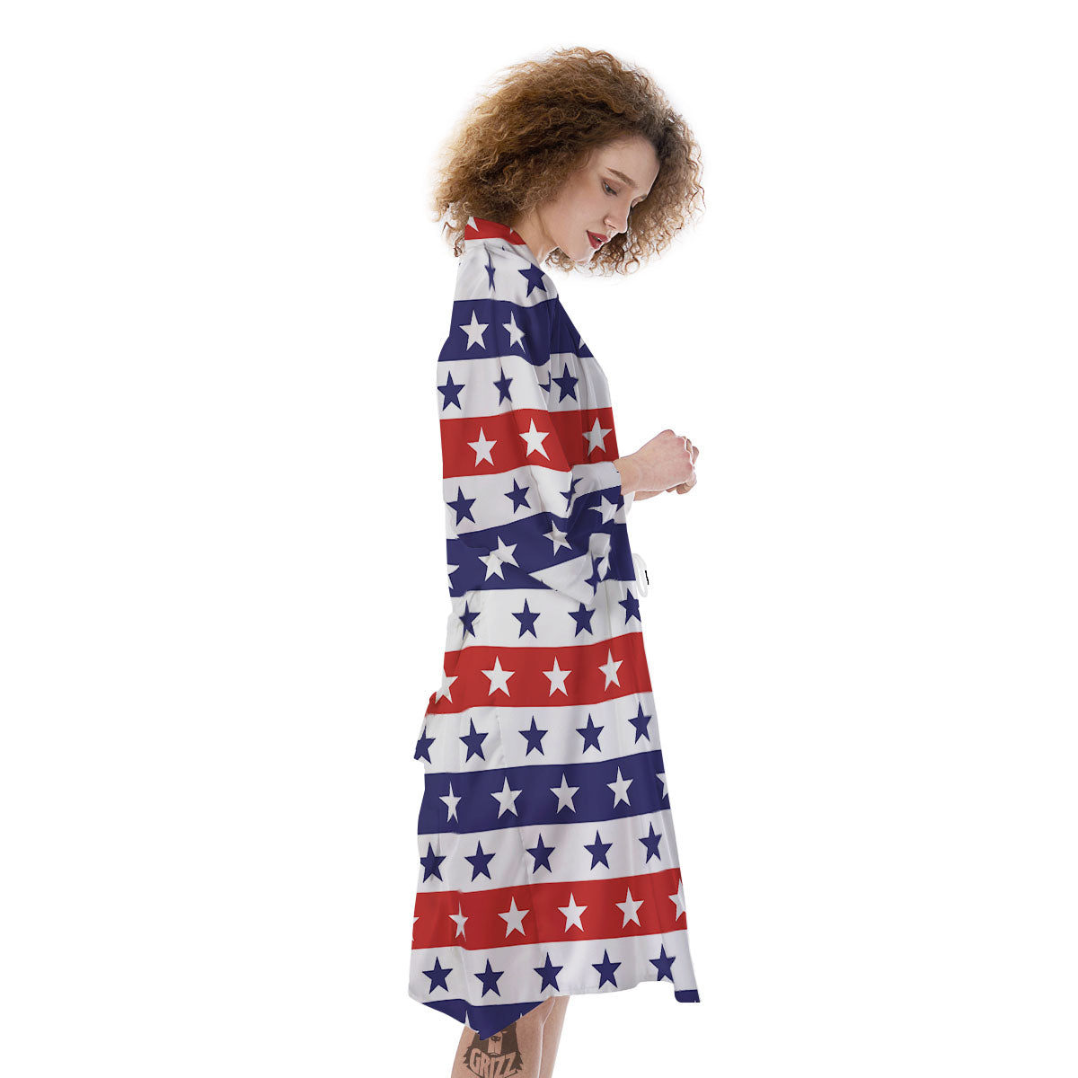 Star USA Patriotic Print Pattern Kimono-grizzshop