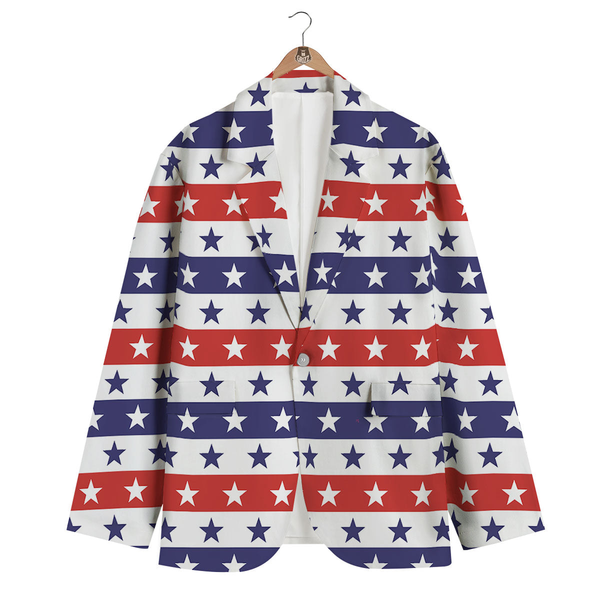 Star USA Patriotic Print Pattern Men's Blazer-grizzshop