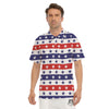 Star USA Patriotic Print Pattern Men's Golf Shirts-grizzshop