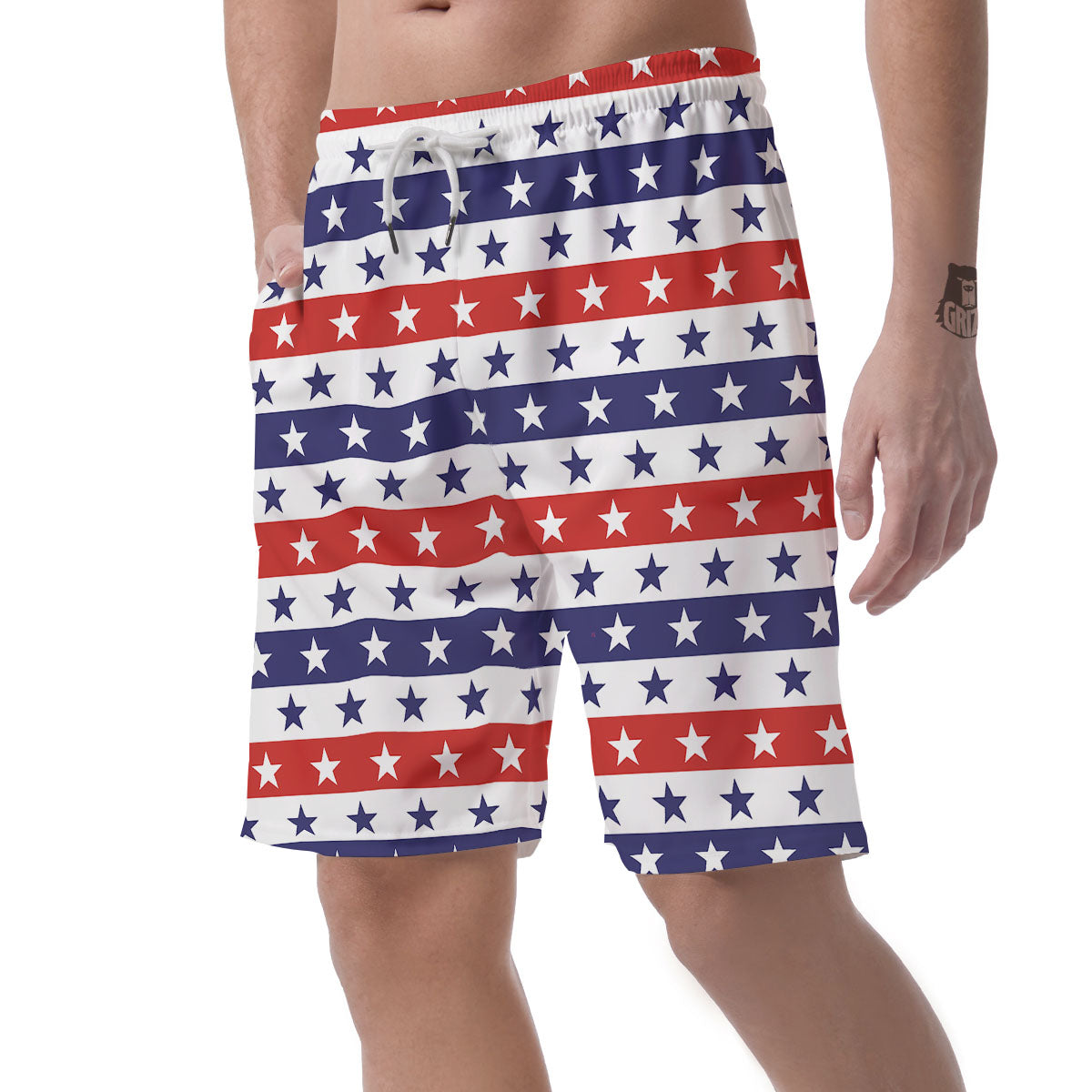 Star USA Patriotic Print Pattern Men's Shorts-grizzshop