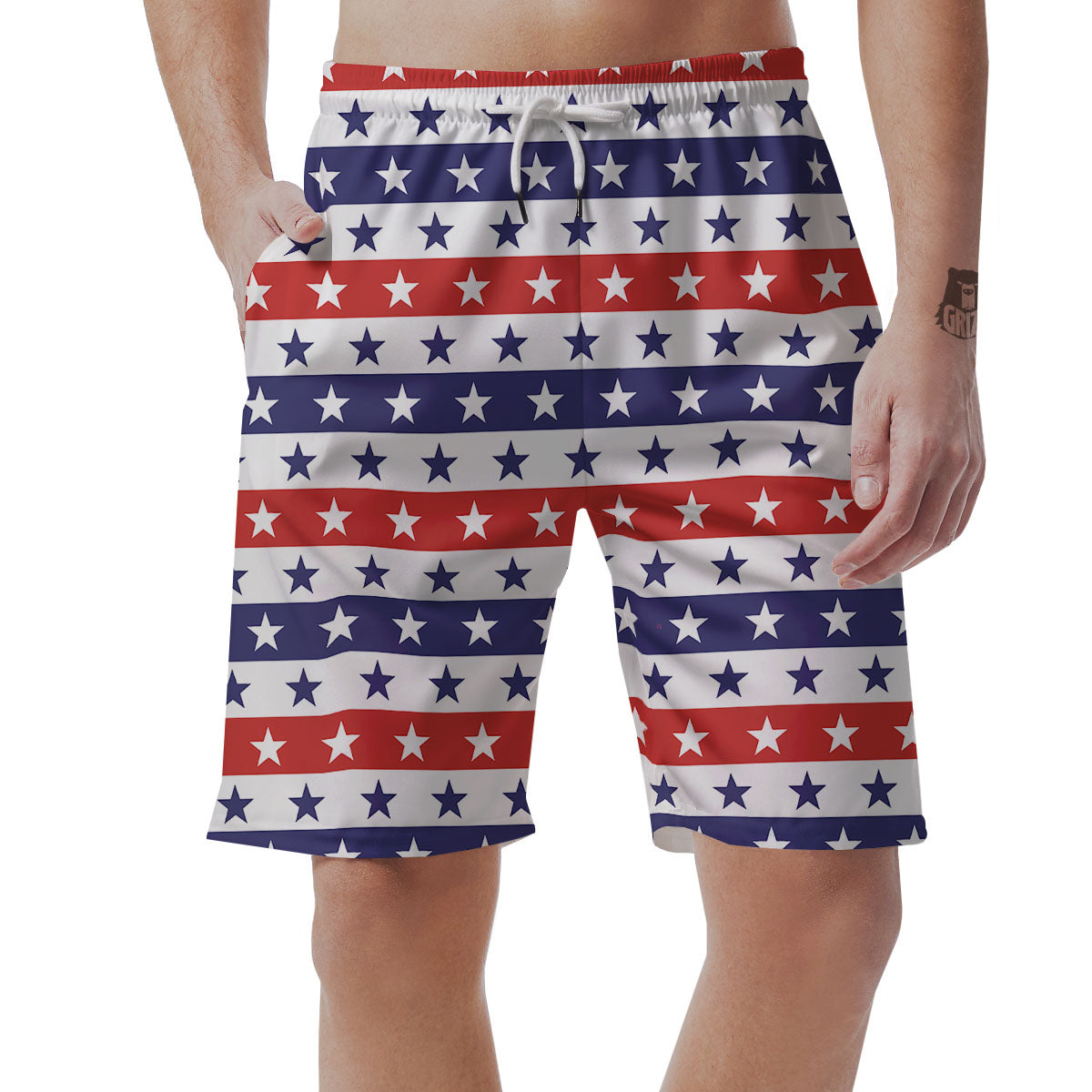 Star USA Patriotic Print Pattern Men's Shorts-grizzshop