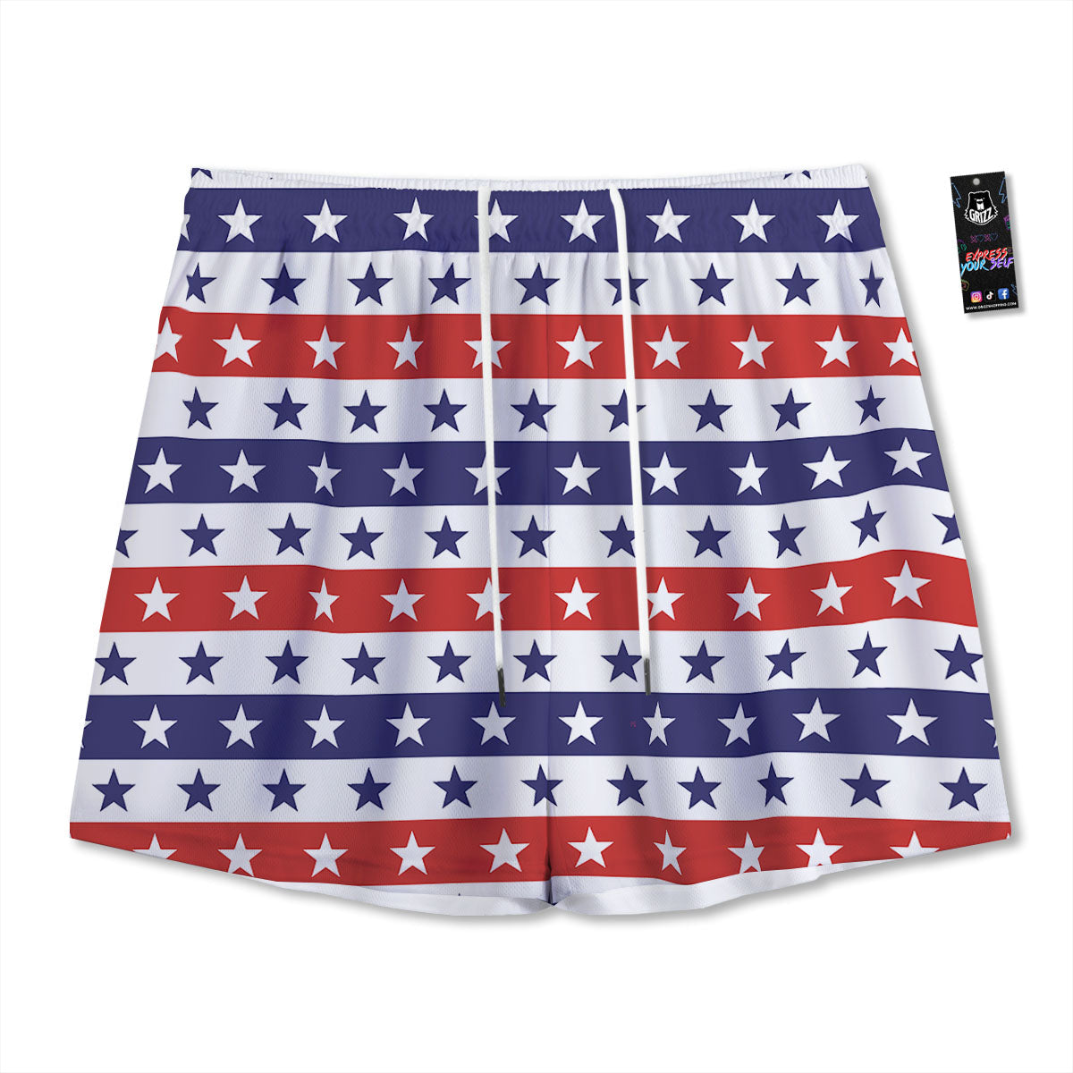 Star USA Patriotic Print Pattern Mesh Shorts