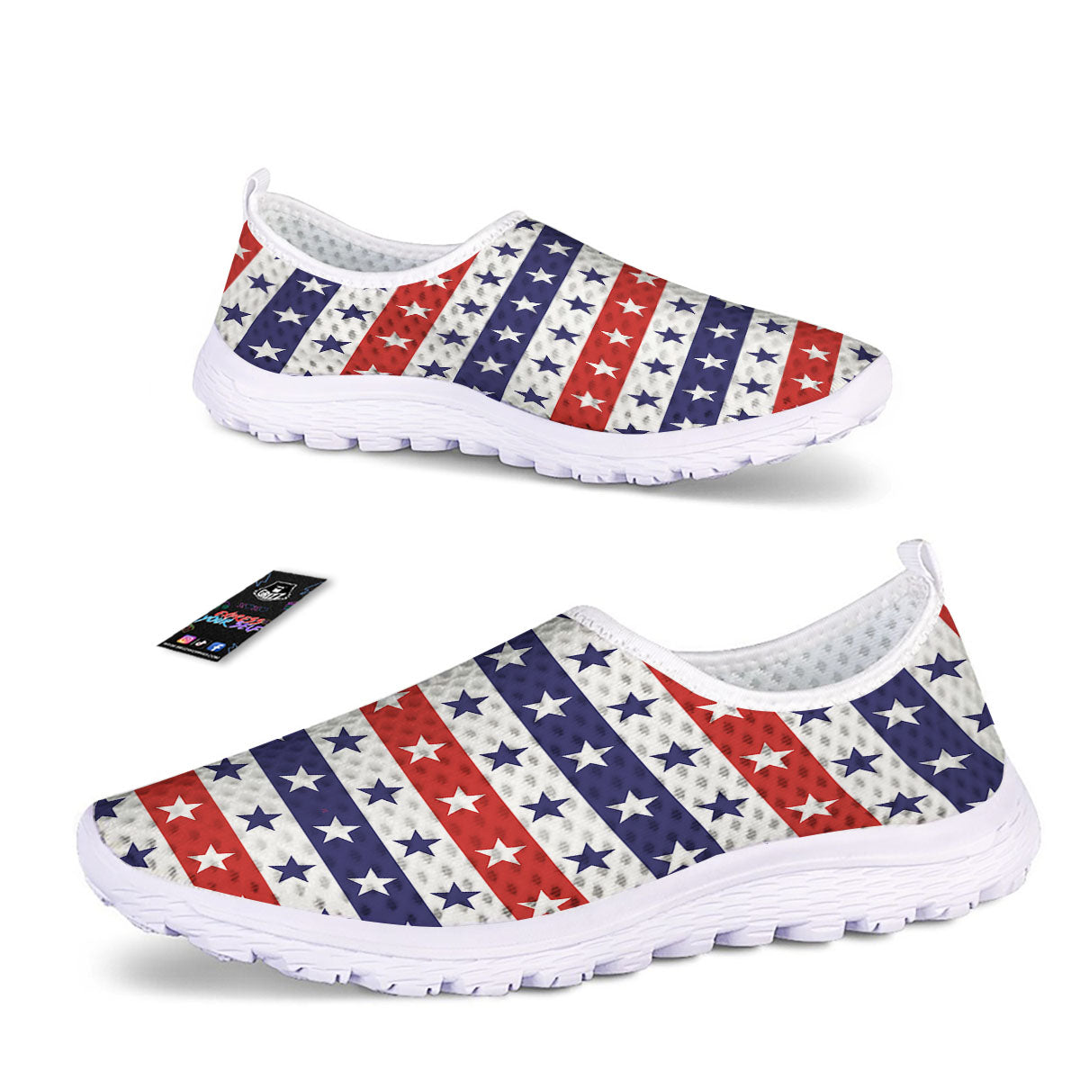 Star USA Patriotic Print Pattern Nurse Shoes-grizzshop