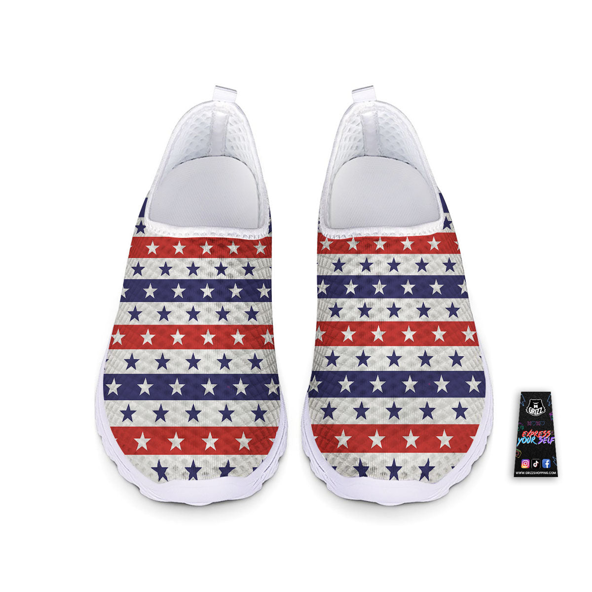 Star USA Patriotic Print Pattern Nurse Shoes-grizzshop