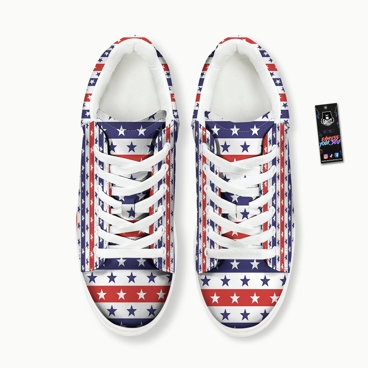 Star USA Patriotic Print Pattern Platform Shoes-grizzshop