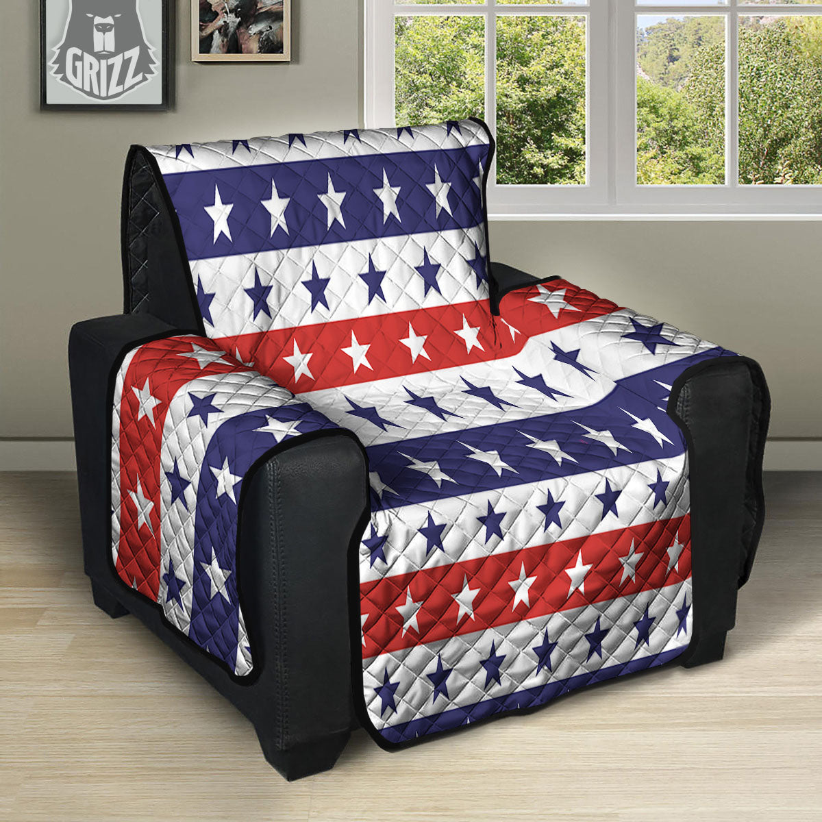 Star USA Patriotic Print Pattern Recliner Protector-grizzshop