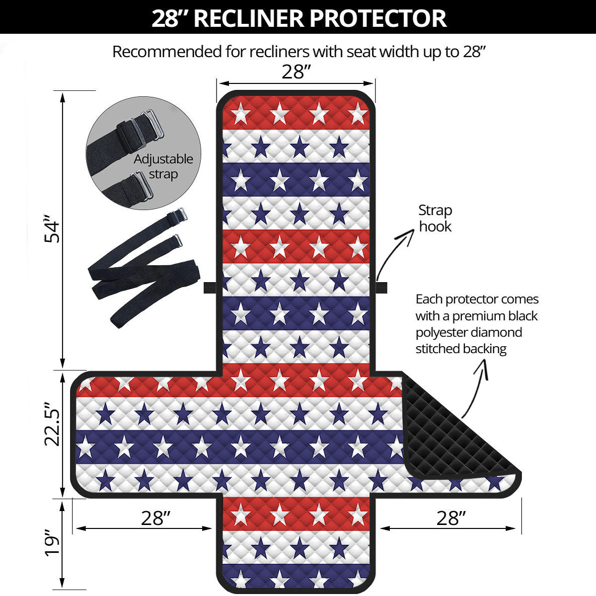 Star USA Patriotic Print Pattern Recliner Protector-grizzshop