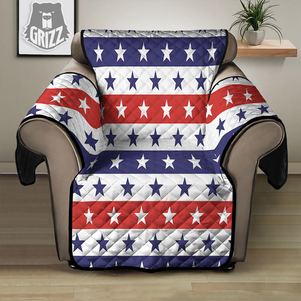 Star USA Patriotic Print Pattern Recliner Protector-grizzshop