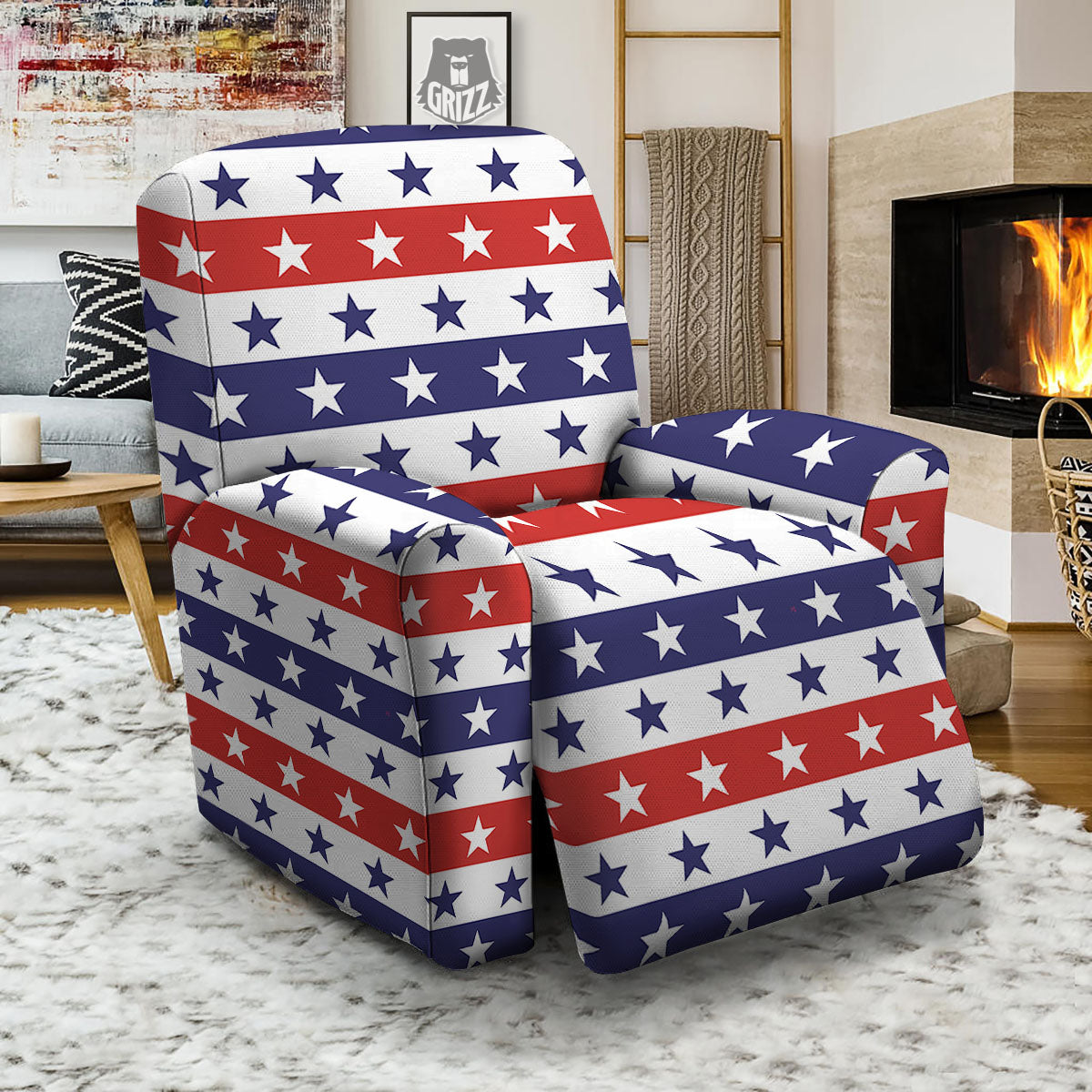 Star USA Patriotic Print Pattern Recliner Slipcover-grizzshop