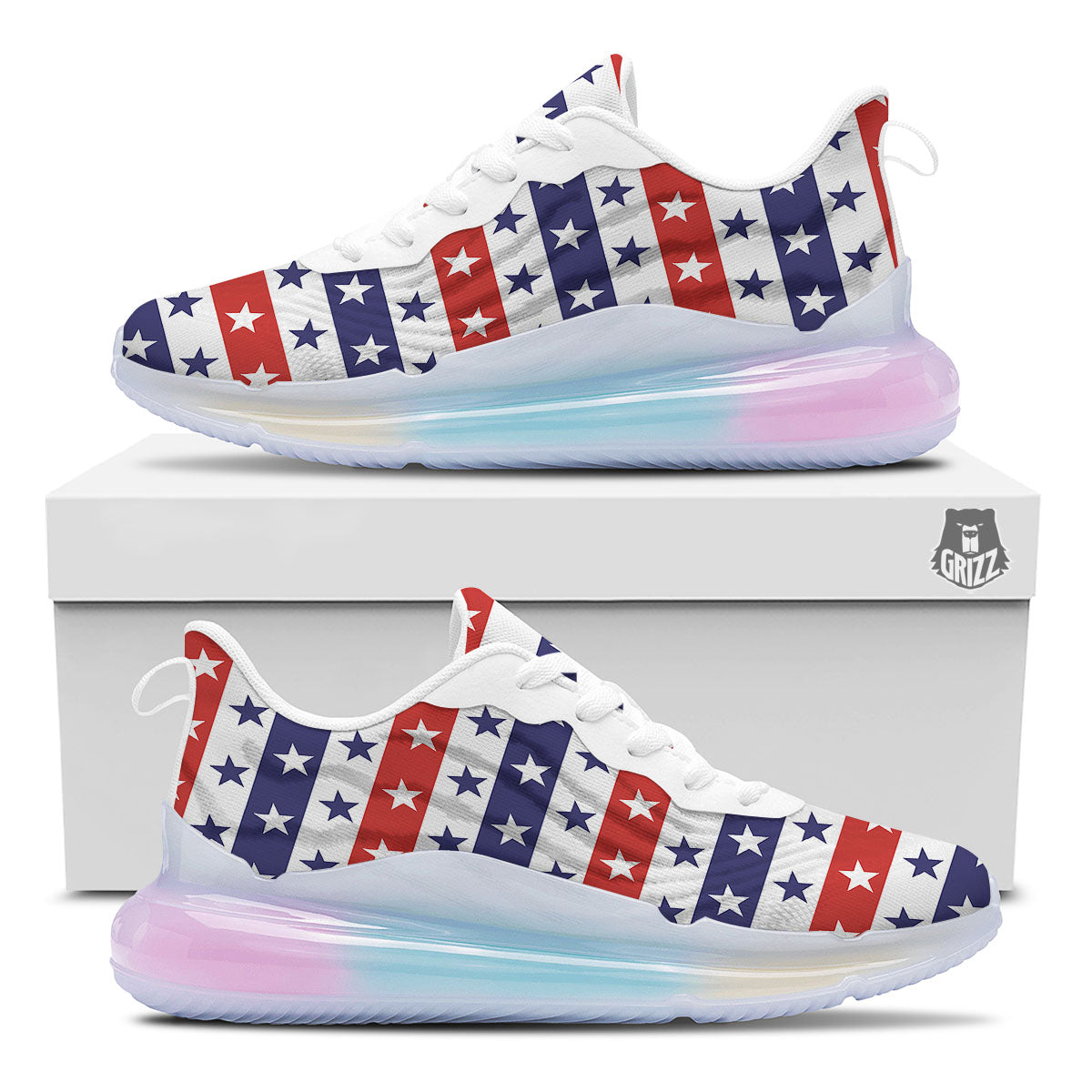 Star USA Patriotic Print Pattern Running Sneakers-grizzshop