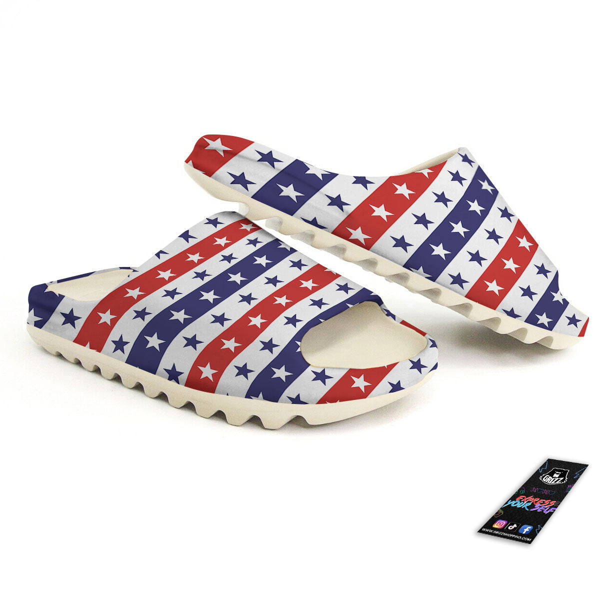 Star USA Patriotic Print Pattern Sandals-grizzshop