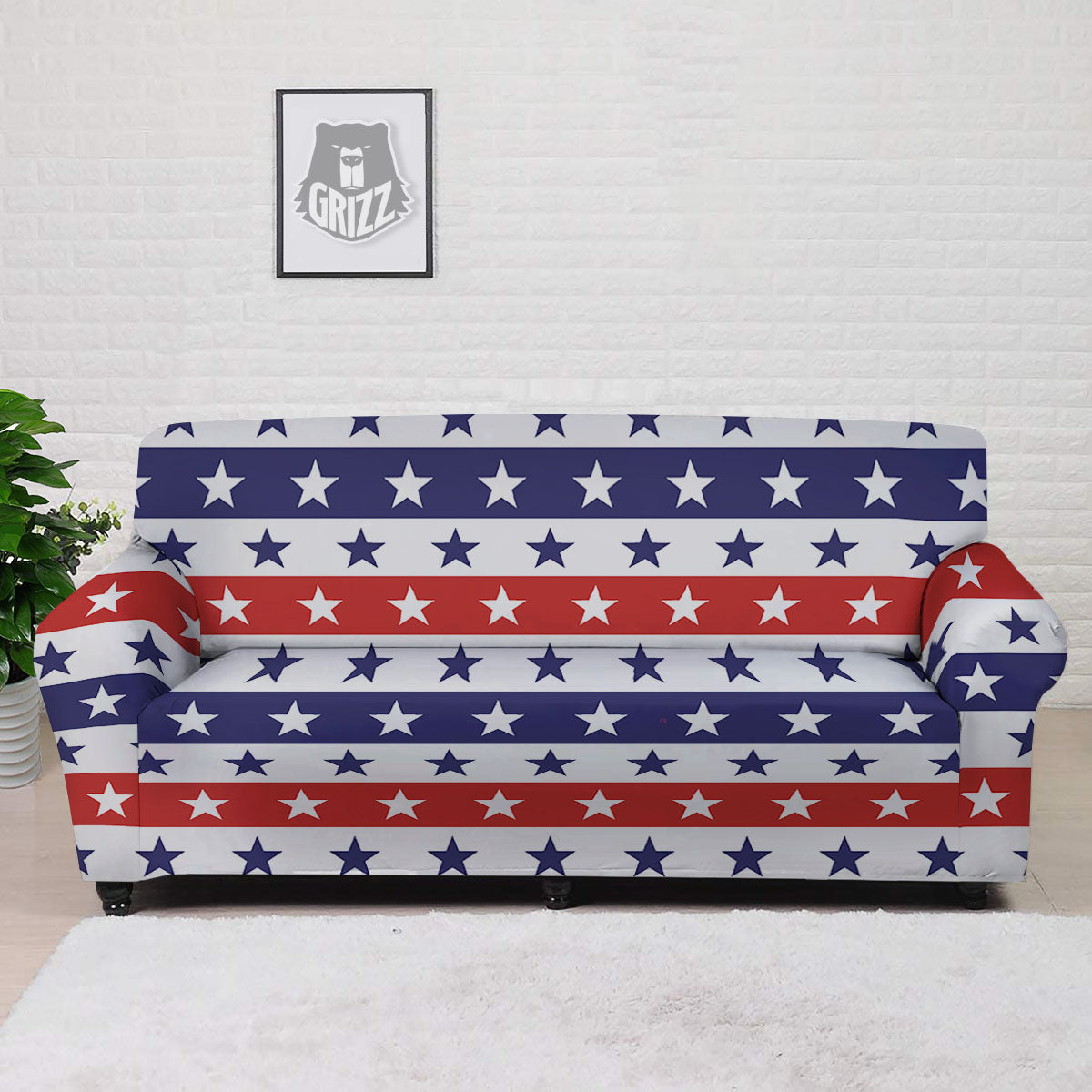 Star USA Patriotic Print Pattern Sofa Cover-grizzshop