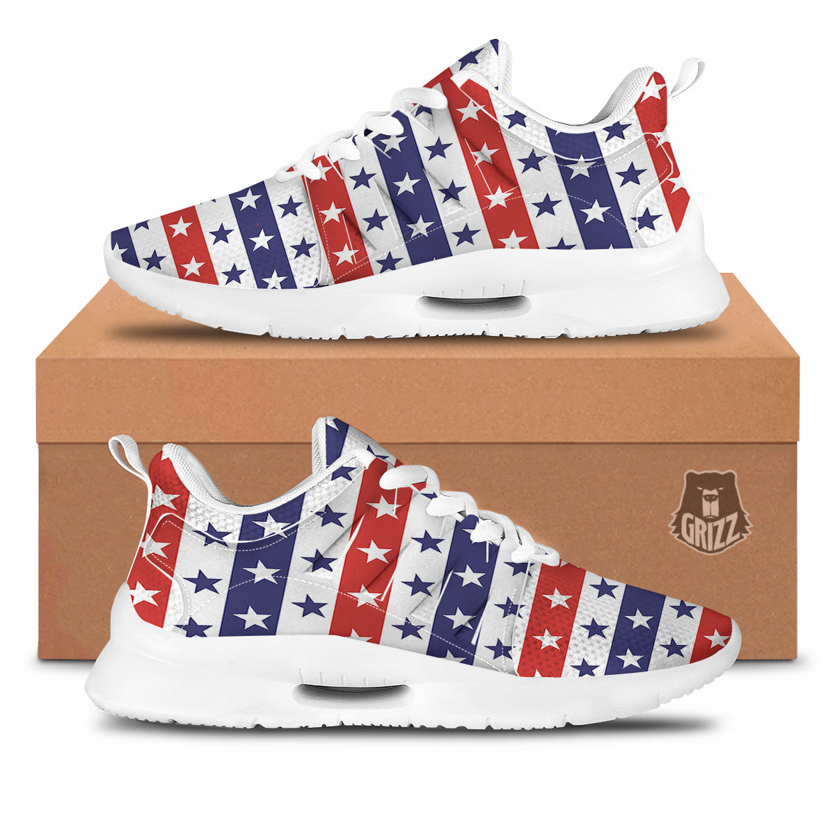 Star USA Patriotic Print Pattern Tennis Shoes-grizzshop