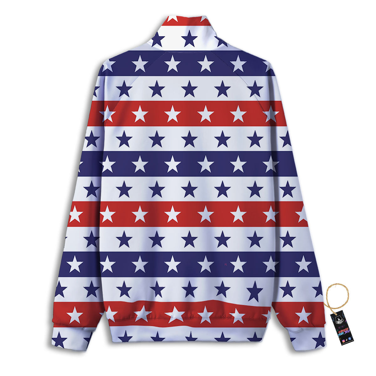 Star USA Patriotic Print Pattern Track Jacket-grizzshop