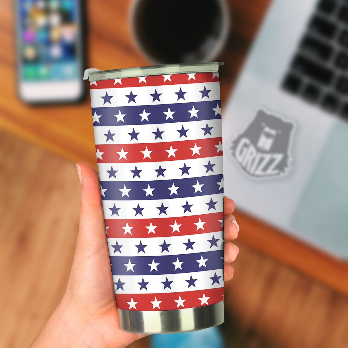 Star USA Patriotic Print Pattern Tumbler-grizzshop