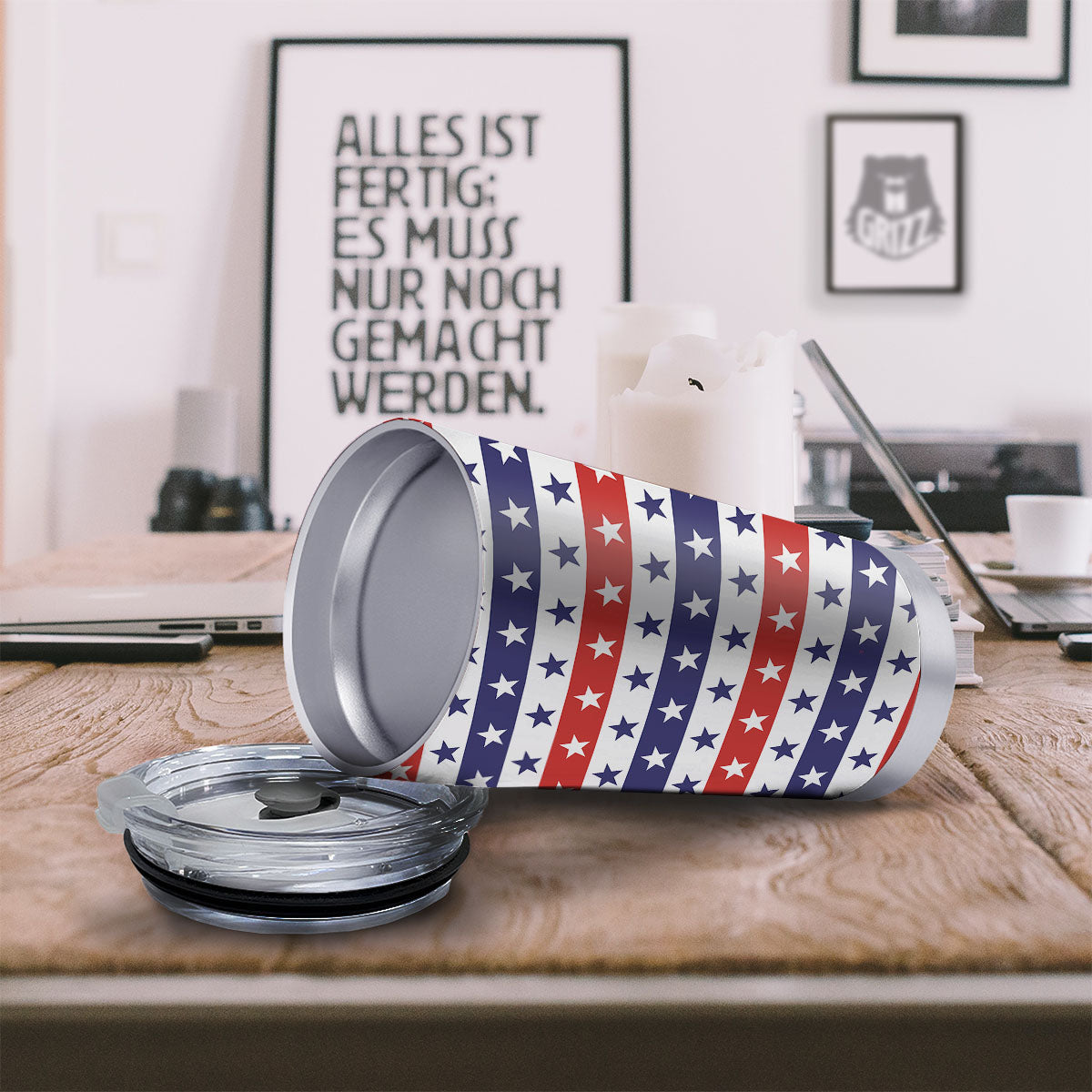 Star USA Patriotic Print Pattern Tumbler-grizzshop