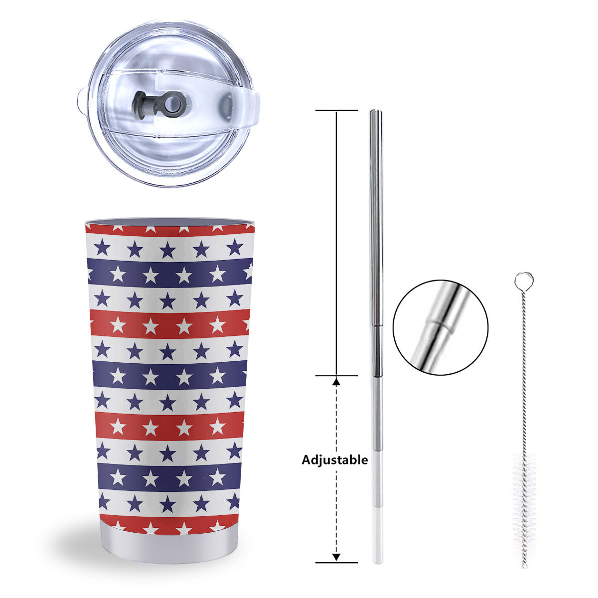 Star USA Patriotic Print Pattern Tumbler-grizzshop