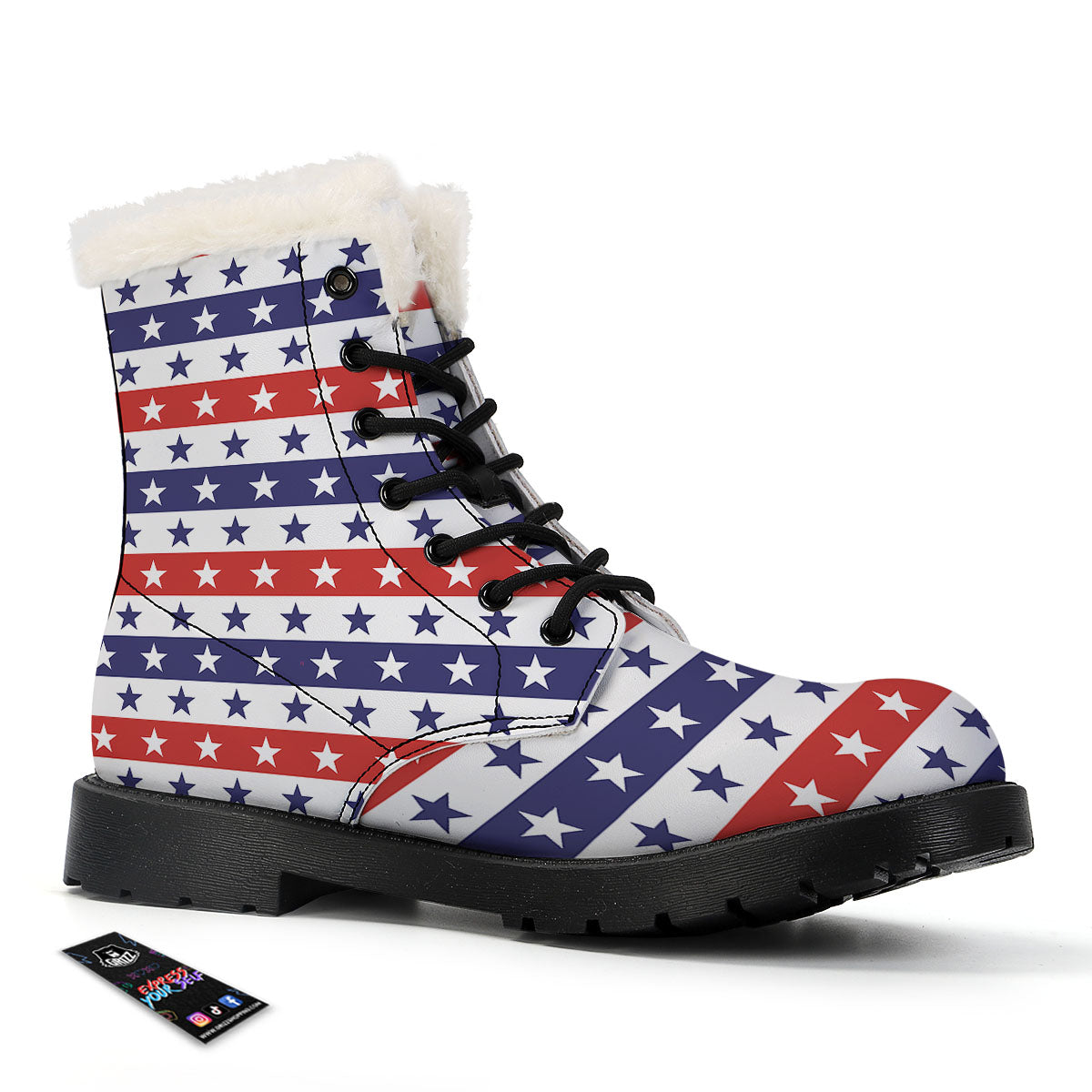 Star USA Patriotic Print Pattern Winter Boots-grizzshop