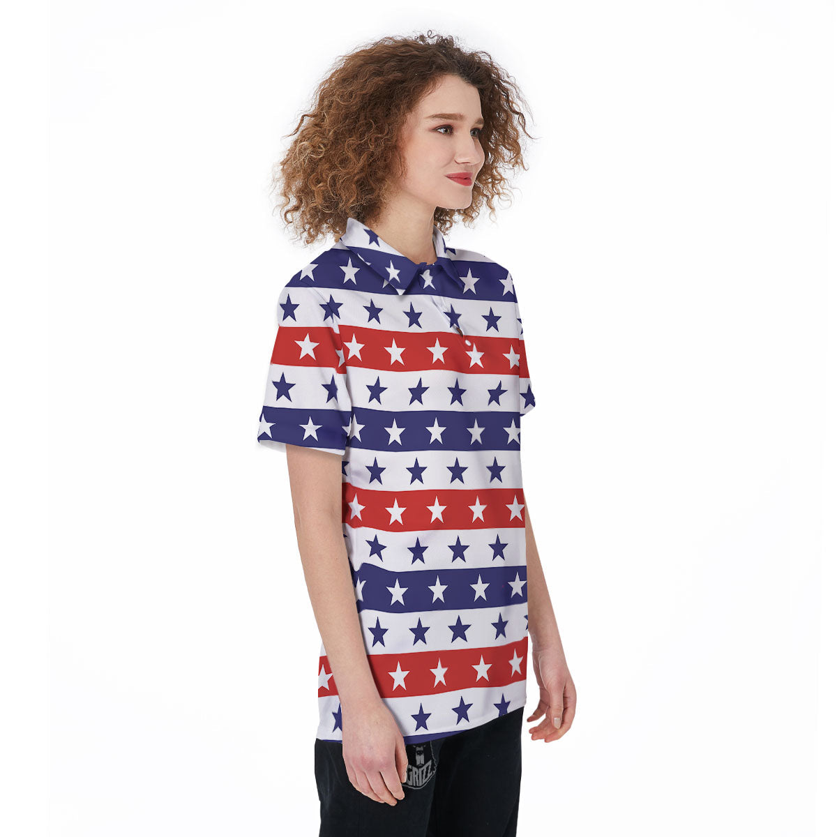 Star USA Patriotic Print Pattern Women's Golf Shirts-grizzshop