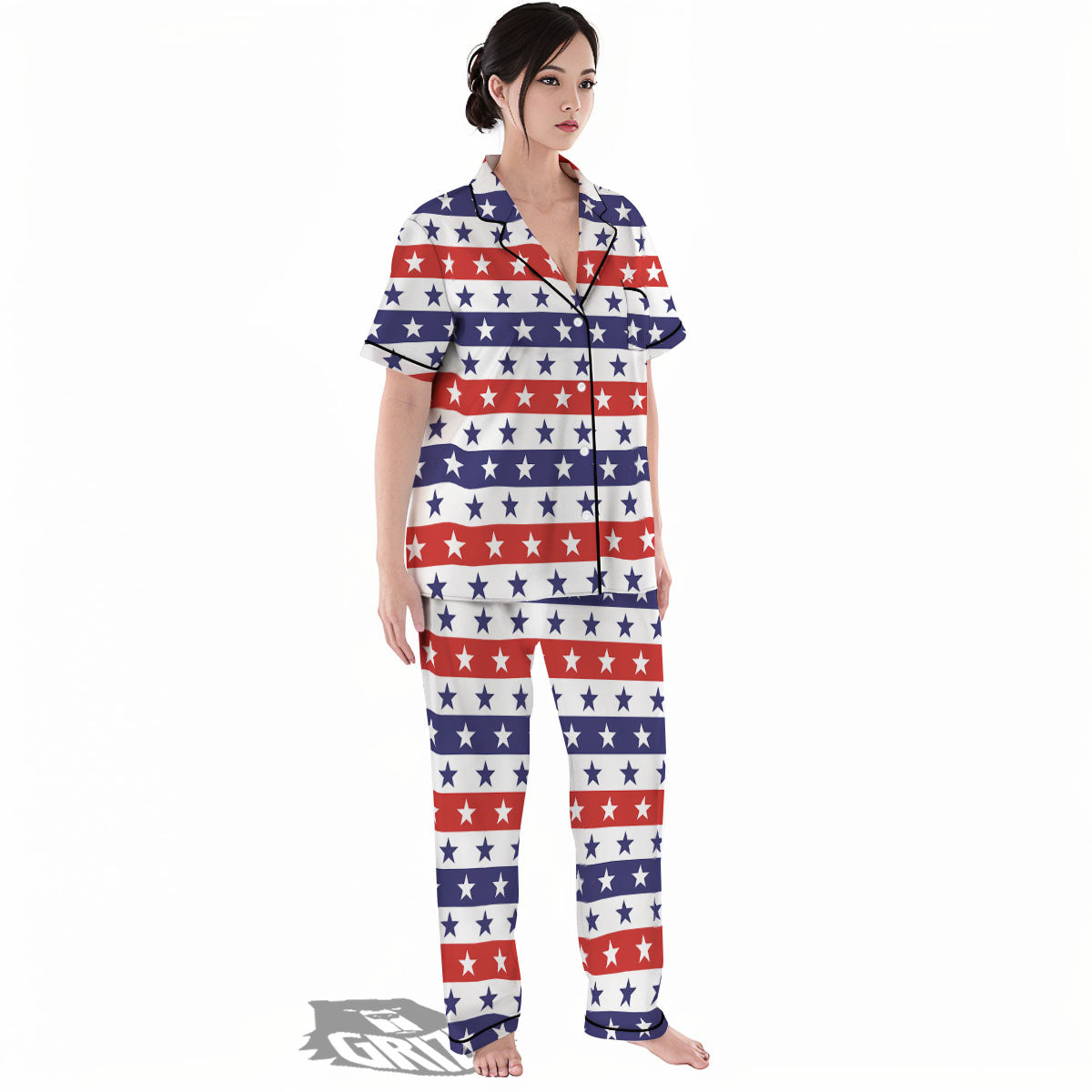 Star USA Patriotic Print Pattern Women's Pajamas Set-grizzshop