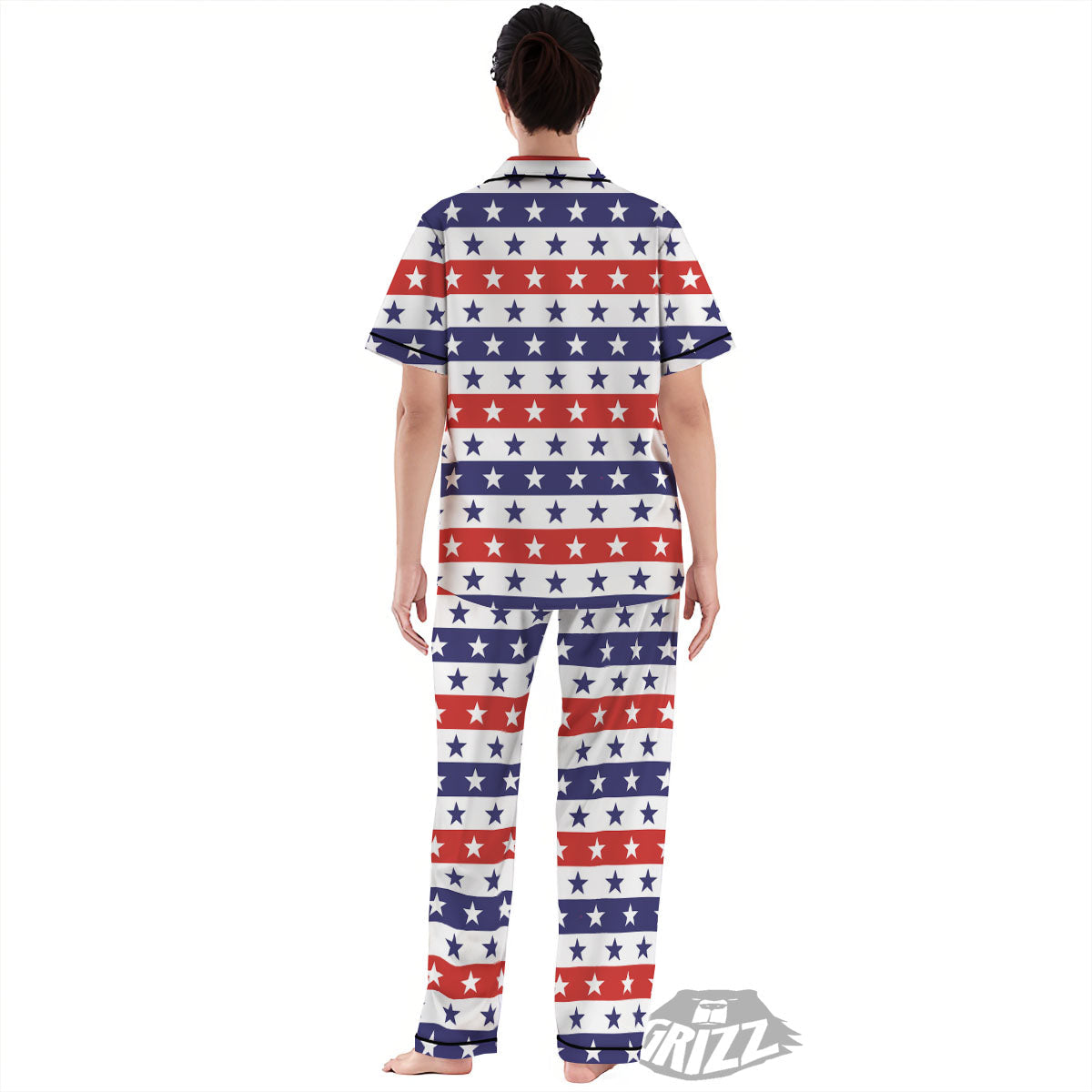 Star USA Patriotic Print Pattern Women's Pajamas Set-grizzshop