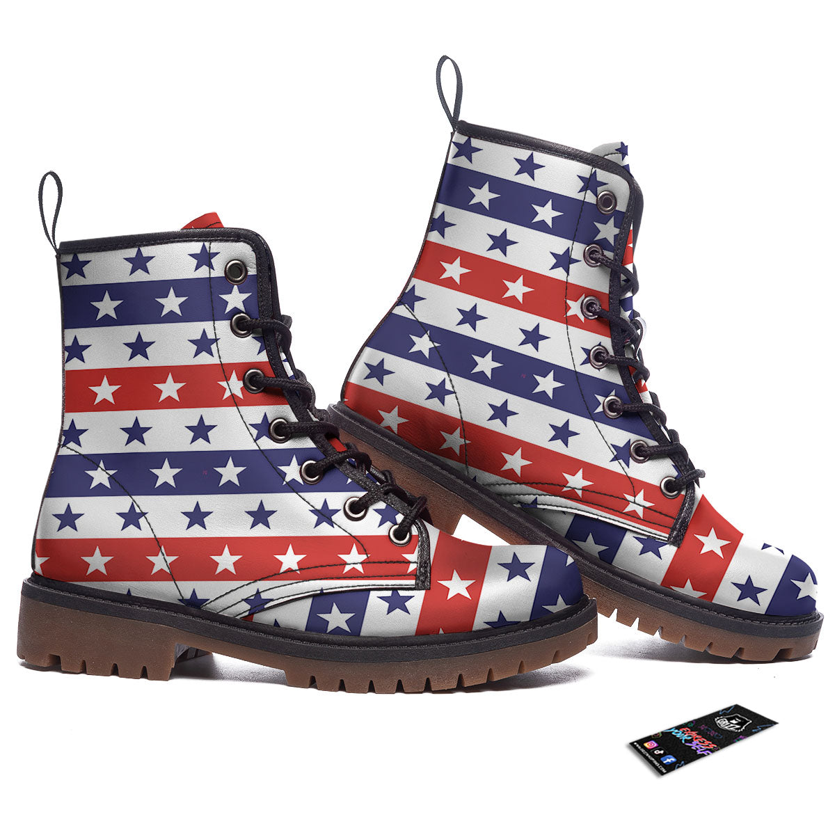 Star USA Patriotic Print Pattern Work Boots-grizzshop